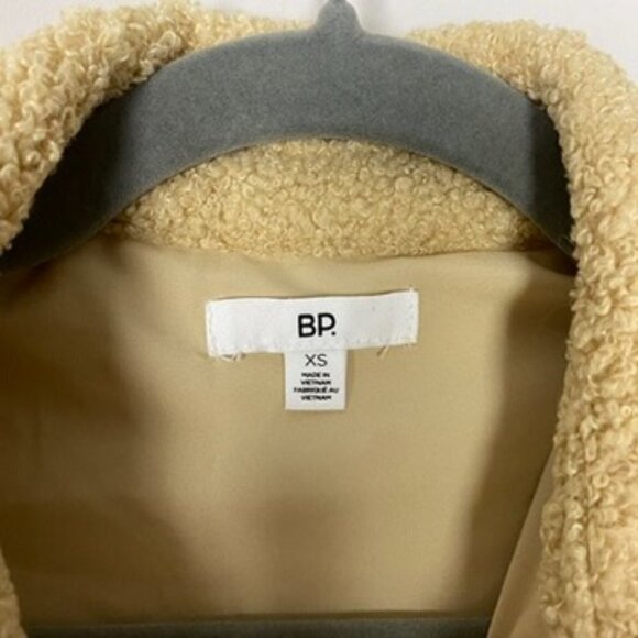 Nordstrom BP Teddy Sherpa Button Up Jacket Yellow Womens XS Oversized - Picture 2 of 7